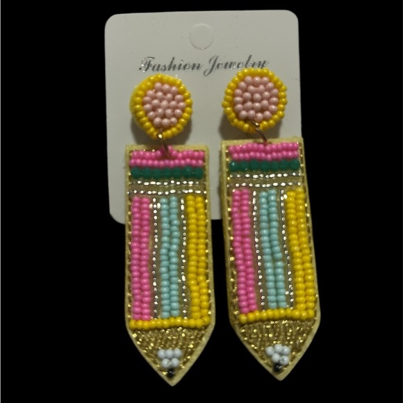 Teacher 👩🏻‍🏫 3 Pc.bundle - Colorful Earrings (highlighter, pencil, crayons) - Picture 3 of 4